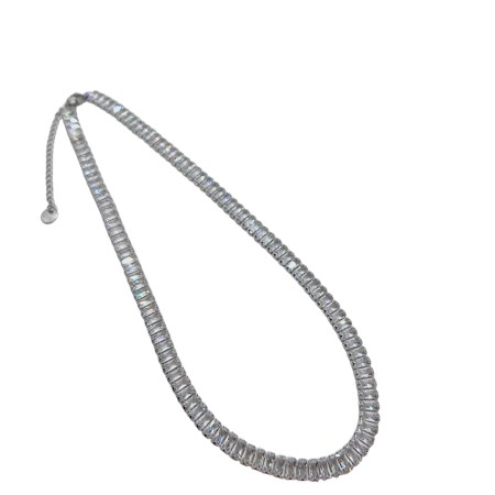 necklace steel silver with white crystal